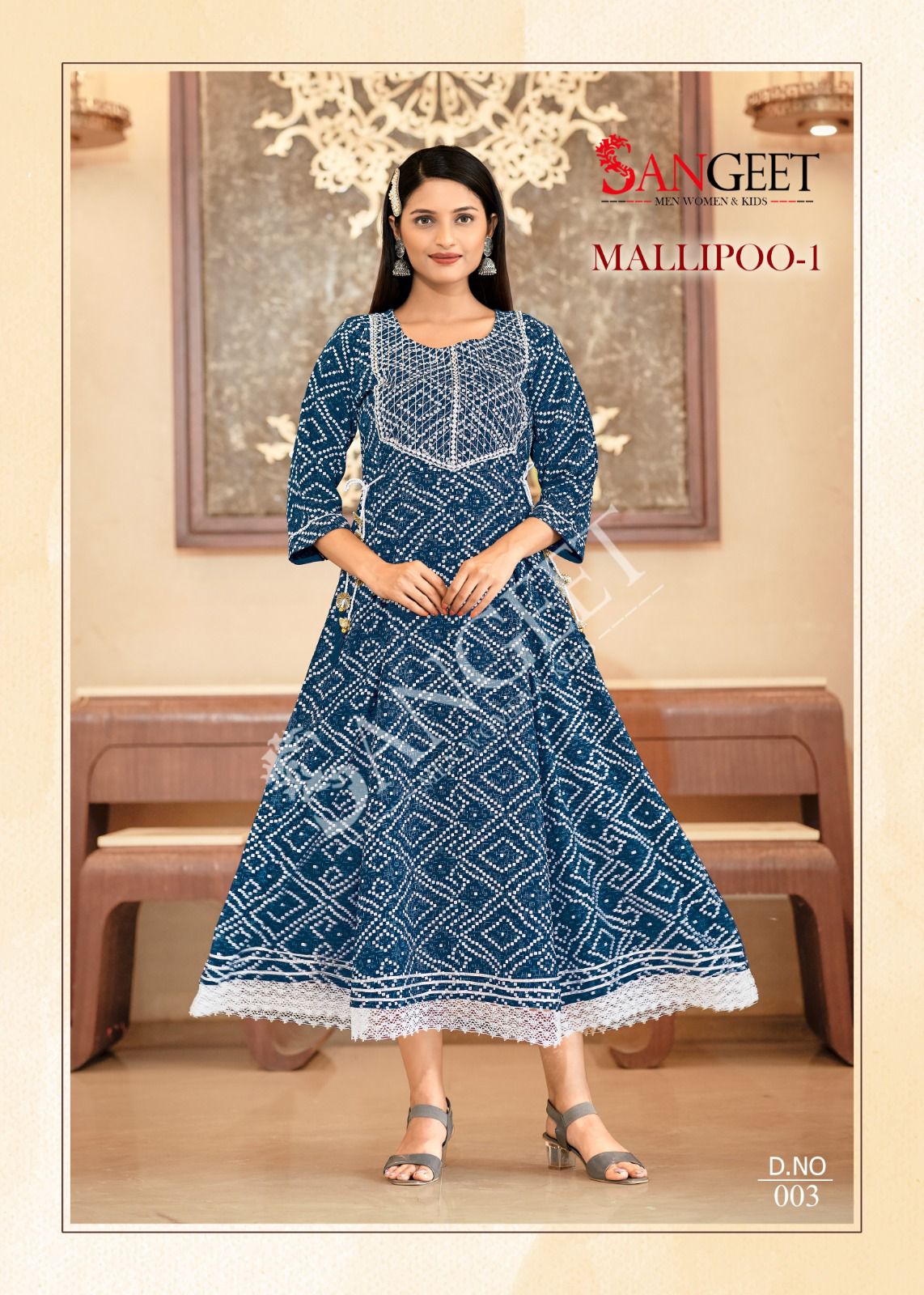 Mallipoo 1 By Sangeet 001-006 Anarkali Kurtis Catalog